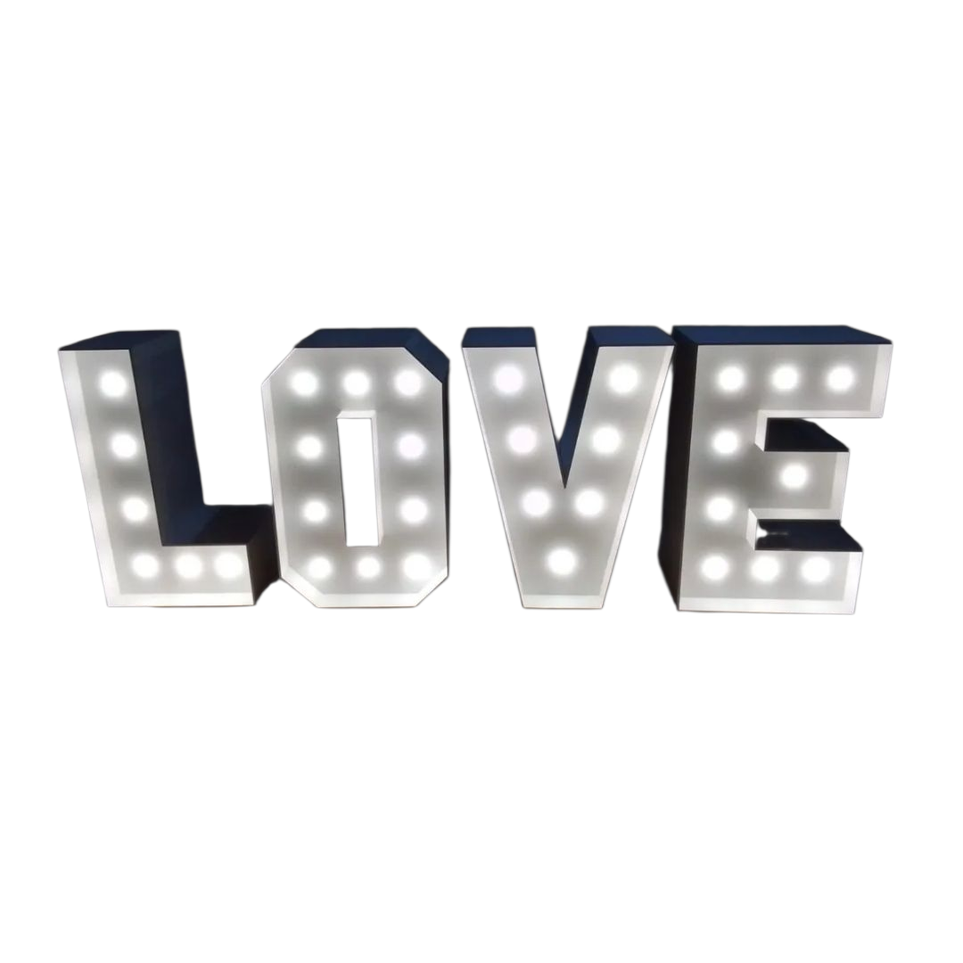 Letras 3D LOVE con focos, 1.20m de alto